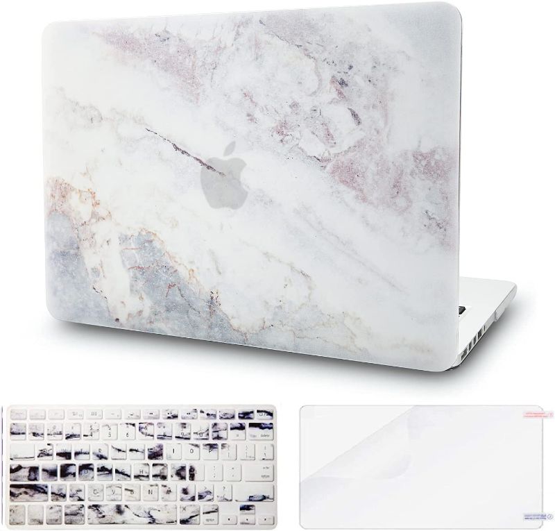 Photo 1 of KECC Compatible with MacBook Air 13 inch Case A2337 M1 A2179 Retina Display + Touch ID Plastic Hard Shell + Keyboard Cover + Screen Protector (White Marble 2)
