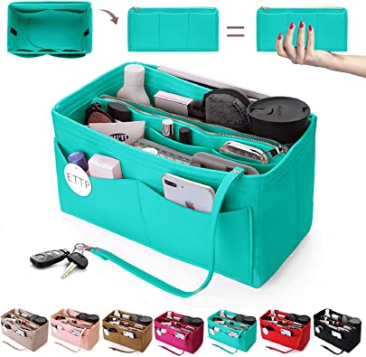 Photo 1 of Purse Organizer Insert, Felt Tote Organizer Insert With Metal Zipper, Handbag Organizer For Speedy, Neverfull, Tote, Handbag, 7 Colors XL
