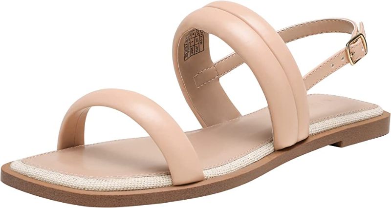 Photo 1 of DREAM PAIRS Women's Sandals Casual Dressy Summer Square Toe Adjustable Buckle Quilted Flat Sandals
7.5