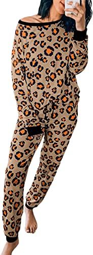 Photo 1 of Dokotoo Womens 2022 Colock Block/Striped/Tie Dye Print Pajama Sets Long Sleeve Pjs Sleepwear Lounge Sets with Pocketed, Small
