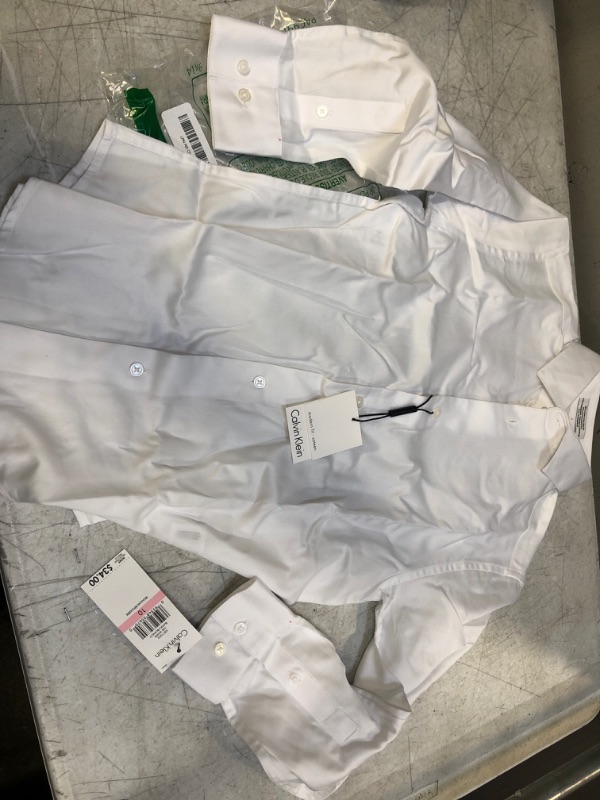 Photo 1 of Calvin Klein Boys Big Long Sleeve Sateen Dress Shirt White 10 White Size 10