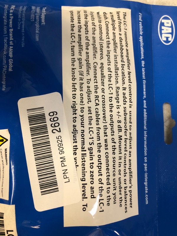 Photo 3 of PAC Lc-1 Remote Amp-level Controller