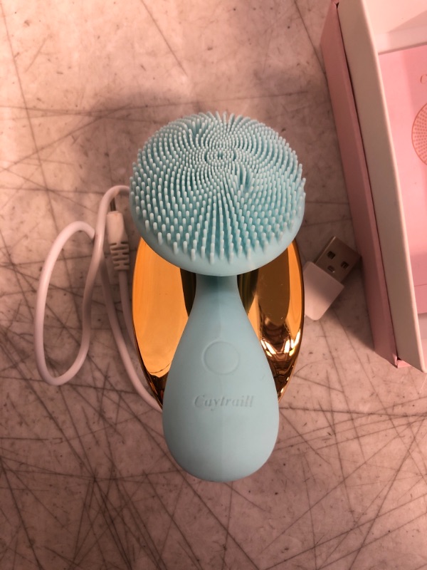 Photo 3 of Caytraill Facial Cleansing Brush- Face Brush – 4 Function Modes – Rotating Magnetic Beads – Waterproof & Rechargeable – Portable & Ergonomic Handle – Skin Rejuvenation&Cleansing&Massage (Cyan)
