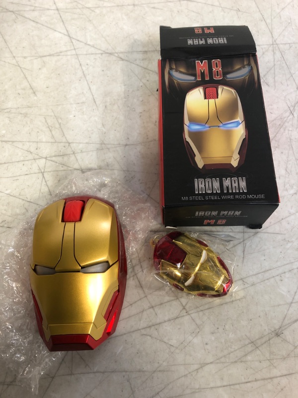 Photo 2 of Ergonomic Wireless Mouse Cool Iron Man Mouse 2.4G Portable Mobile Computer Click Silent Mouse Optical Mice with USB Receiver, Black or Golden for Notebook PC Laptop Computer Mac Book, Add a Keychain