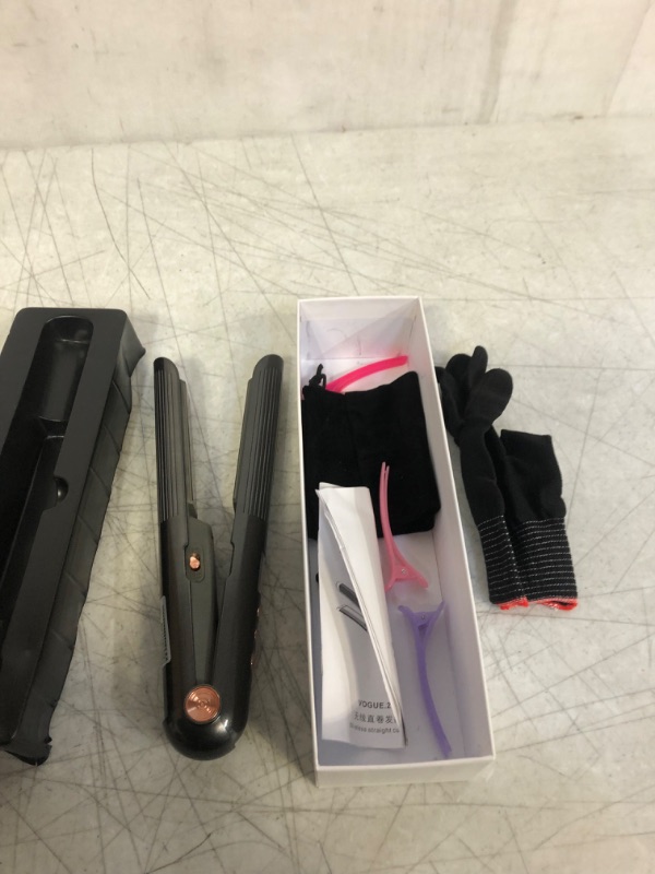 Photo 1 of Cordless Hair Straightener, Portable Non-Slip Hair Straightener & Curler 2 in 1 for All Hair Types, 5000mAh USB Rechargeable Ceramic Flat Iron Heats Up Fast and Adjustable Temperature for Travel Dark Gray
