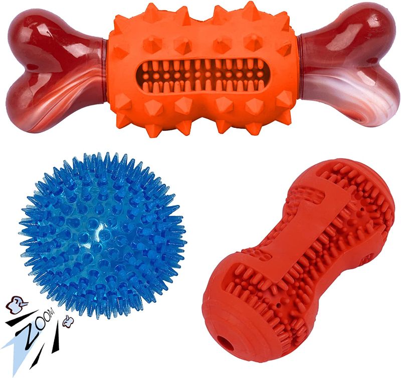 Photo 1 of  PETWOLF Dog Chew Toys Aggressive Chewers- Indestructible Dog Toys Puppy Teething Chew Toys Dog Toys for Small Medium Large Dogs Squeaky Toys Teeth Cleaning Interactive Puppy Toys Durable Tough Dog Toys
