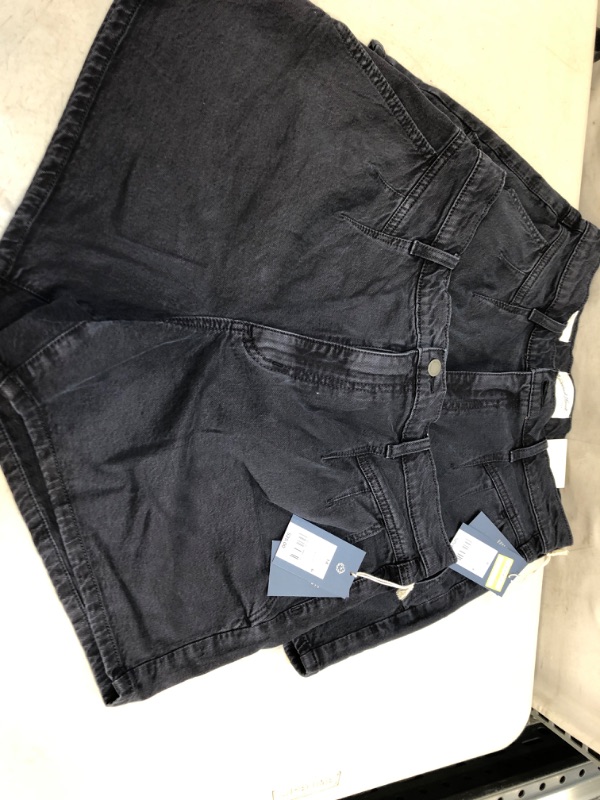 Photo 1 of 2 COUNT Women's High-Rise A-Line Midi Jean Shorts - Universal Thread Black SIZE 8 & 14