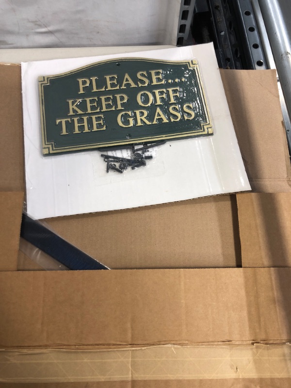 Photo 1 of SmartSign “Please… Keep Off The Grass” GardenBoss Statement Plaque | 5.75" x 9.5" Aluminum Plaque with 18" Black Lawn Stake Traditional