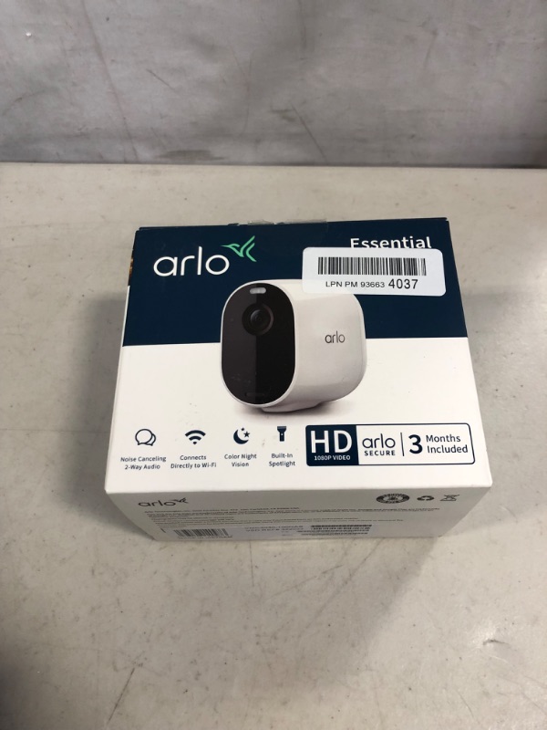 Photo 1 of Arlo Essential Spotlight Camera, Wire-Free 1080p Video, Integrated Spotlight, Color Night Vision, 2-Way Audio, Rechargeable Battery, Motion Activated, Direct to WiFi - No Hub Needed, Works with Alexa & Google Assistant (unable to test)