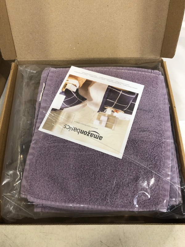 Photo 2 of Amazon Basics Fast Drying, Extra Absorbent, Terry Cotton Washcloths - Pack of 24, Lavender, 12 x 12-Inch Lavender 24-Count Washcloth set