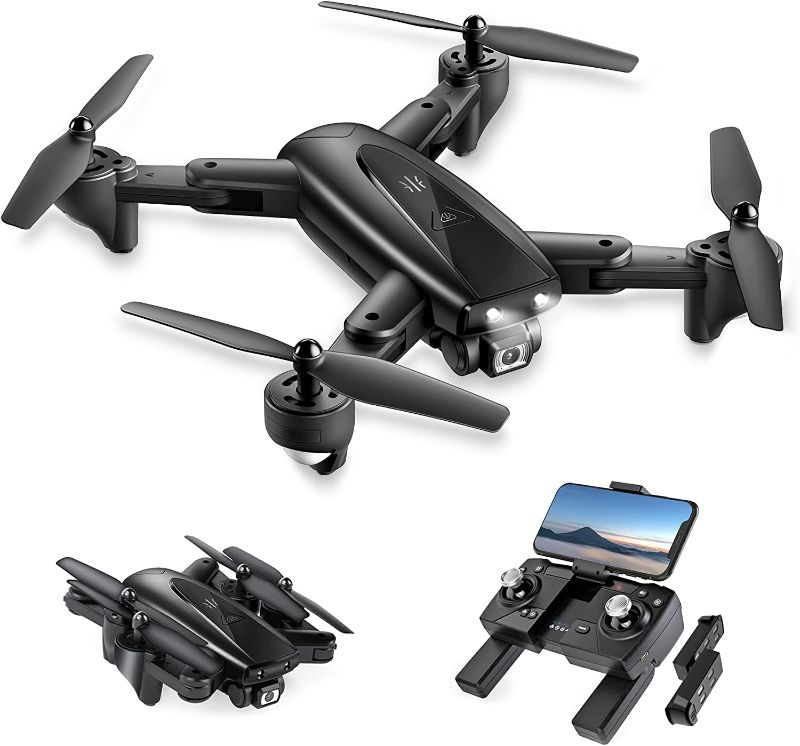 Photo 1 of UranHub Drone with Camera 4K UHD for Adults, GPS Foldable FPV RC Quadcopte for Beginners with 2 Batteries, Auto Return, Follow Me, Gesture Control, Point of Interest, Waypoints, Black
