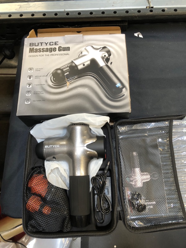 Photo 2 of WXNM Massage Gun Deep Tissue Massager, Percussion Massage Gun for Athlete, Super Quiet Portable Electric Sport Massager, Massage Gun Deep Tissue of Y8 Pro Max (Gray) ( BOX HAS MINOR DAMAGE) 
