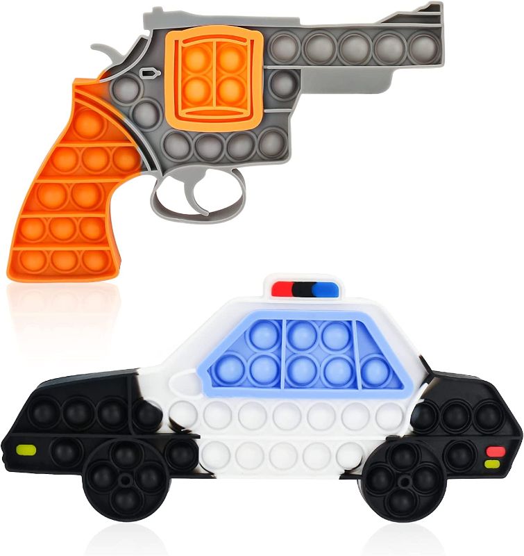 Photo 1 of 2 Pack Pop Fidget Sensory Toys for Boys, Police Car Push Popper Bubble Silicone Toy for Children Adults Autism Relieve Stress, Poppet Figetget Sets Figetget Toddler Toys Gifts
