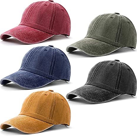 Photo 1 of 5 Pieces Unisex Cotton Vintage Baseball Cap Low Profile Unstructured Baseball Hat Washed Baseball Hat Adjustable Dad Hat
