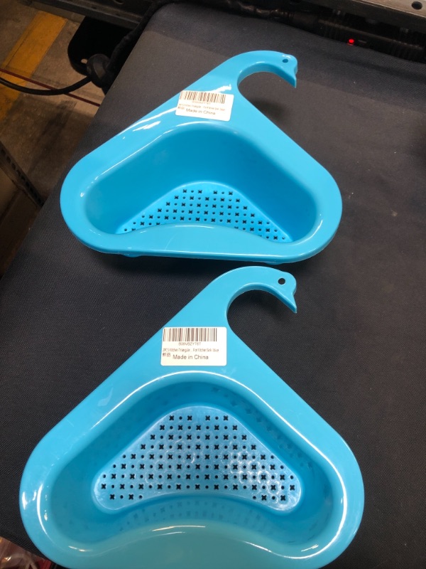 Photo 1 of 2PCS Kitchen Triangular Sink Filter, Swan Drain Basket For Kitchen Sink Rack Corner Sink Strainers For Kitchen Sink (blue)