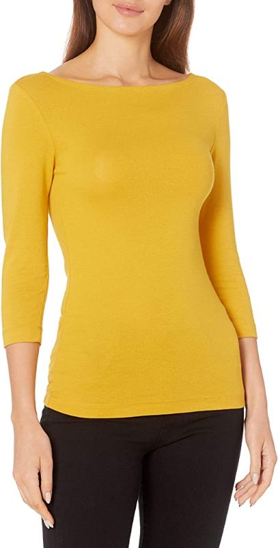 Photo 1 of Amazon Essentials Women's Slim-Fit 3/4 Sleeve Solid Boat Neck T-Shirt
LARGE