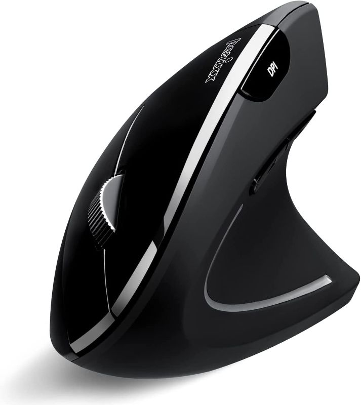 Photo 1 of Perixx PERIMICE-813B Bluetooth Vertical Mouse - Wireless 3-in-1 Multi-Device Technology - Travelling Carry Bag - Black - Right Handed
