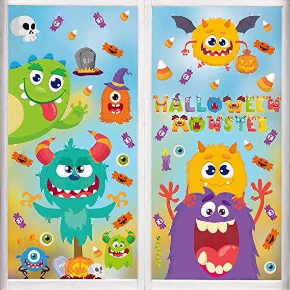 Photo 1 of CCINEE Giant Halloween Window Clings Window Decal Stickers for Halloween Decoration Supply (# 3 Multi Color)
