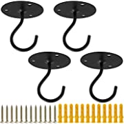 Photo 1 of Aeranto Ceiling Hooks for Hanging Plants - Outdoor Heavy Duty Wall Mount Hanger Bracket for Hanging Bird Feeders, Lanterns, Wind Chimes, Planters (4, Black)