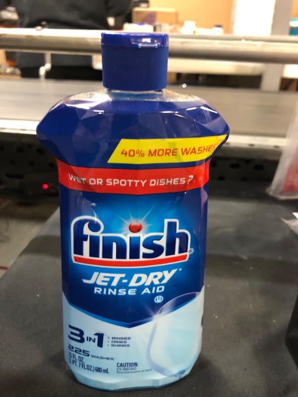 Photo 2 of Finish Jet-Dry Rinse Aid, Dishwasher Rinse Agent and Drying Agent, 23 fl oz, Packaging may vary