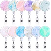 Photo 1 of 12 Pack Marble Nurse Badge Reel Easter Nursing Badge Holders Clip Retractable Doctor Name ID Card Badge Clip for Nurse Doctor Office Worker