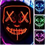 Photo 1 of 2Pack---Purge Mask, Purge Mask Light Up LED Halloween Mask for Men Women Halloween Costume Masquerade Parties Festival Cosplay (Red)