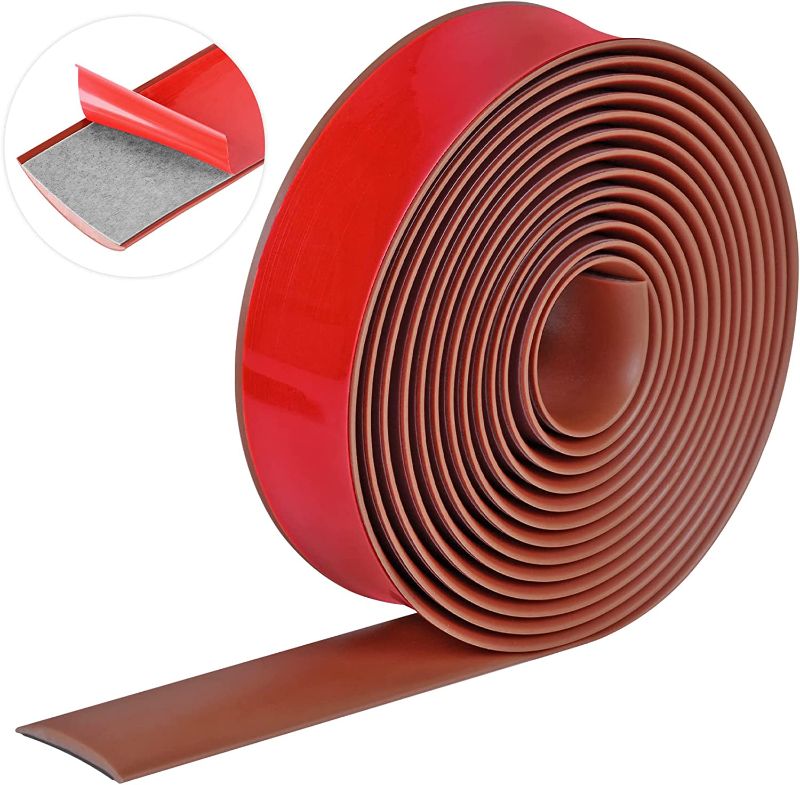 Photo 1 of 19.7Ft Floor Transition Strip Self Adhesive Flooring Transitions PVC Floor Cover Strips Floor Bar Flat Divider Strip Laminate Floor Joining Trim Strip (4cm, Brown)
