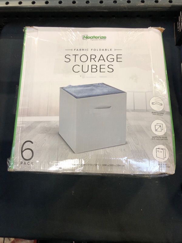 Photo 3 of 13x13 Large Storage Cubes (Set of 6). Fabric Storage Bins with Dual Handles | Cube Storage Bins for Home and Office | Foldable Cube Baskets For Shelf | Closet Organizers and Storage Box (Grey) ( BOX HAS DAMAGE ) ( USED ITEM ) 
