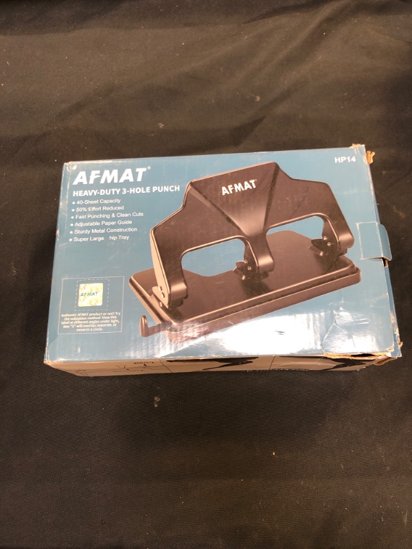 Photo 2 of 3 Hole Punch Heavy Duty, 40-Sheet Three Hole Punch, AFMAT Heavy Duty Hole Puncher 3 Ring, Large 3 Hole Adjustable Paper Punch ( USED ITEM )