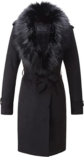 Photo 1 of Bellivera Women Faux Leather Trench Coat Fleece-Lined Mid-length Jacket with Detachable Fur Collar
Size: XL