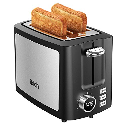 Photo 1 of IKICH Toaster 2 Slice, 9 Settings Toasters, LCD Screen Stainless Steel Toaster, Wide Slot, Cancel/Bagel/Defrost/Reheat Function, Removal Crumb Tray