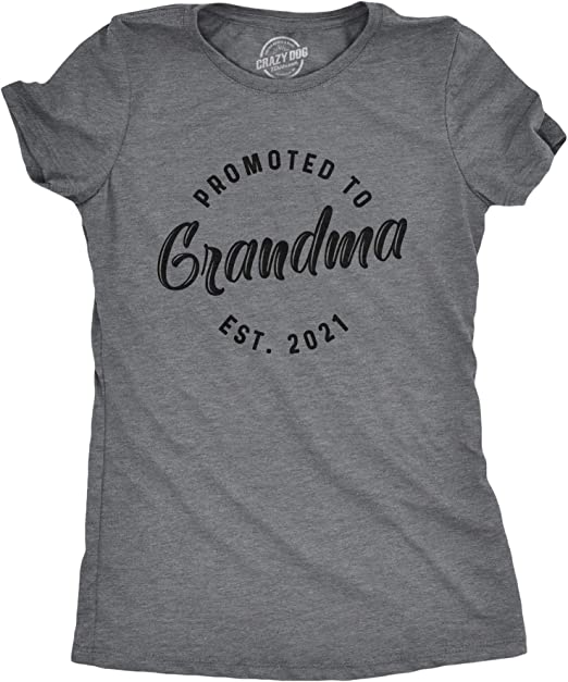 Photo 1 of Womens Promoted to Grandma 2021 Tshirt Funny New Baby Family Graphic Tee
Size: L