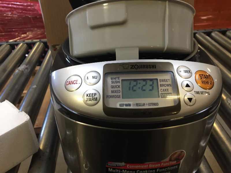 Photo 3 of Zojirushi NS-TSC18XJ Micom Rice Cooker & Warmer with Steam Basket, 10 Cup (Uncooked), Stainless Brown, DIRTY, NO RICE PADDLE

