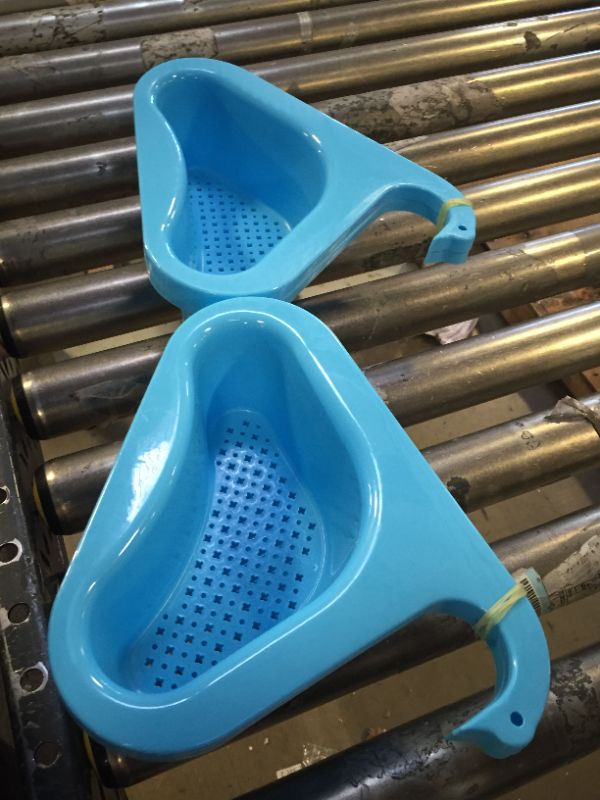 Photo 2 of 2 PACK OF; quirzx 2 PCSwan Drain Basket for Kitchen Sink, Triangle Corner Kitchen Sink Drain Basket, Leftovers Food Catcher Basket (Blue)
