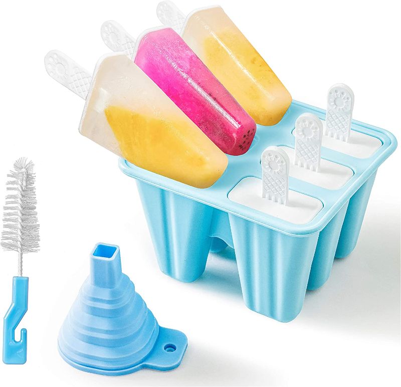 Photo 1 of Arctico Popsicle Molds, (Makes 6 Popsicles) Silicone Ice Pop Molds Homemade DIY Holders Reusable Easy Release Ice Cream Mold for Kids Ice Pop Maker with Silicone Funnel + Cleaning Brush