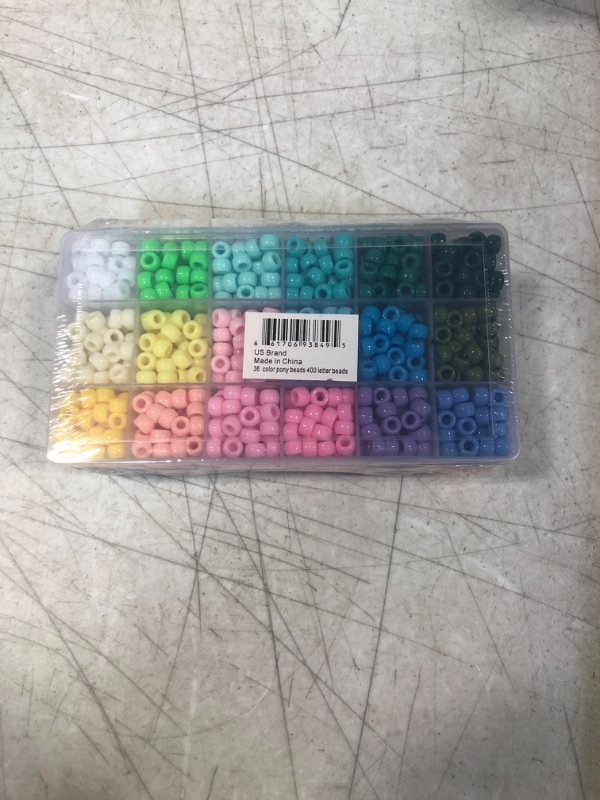 Photo 2 of 2000 pcs Pony Beads kit in 2 Grid containers, Includes 1600 pcs Pony Beads + 400 pcs Alphabet Beads, Beads for Jewelry Making, Beads, Hair Beads, Beads for Crafts, Kandi Beads… Kit Pack 36 rainbow colors