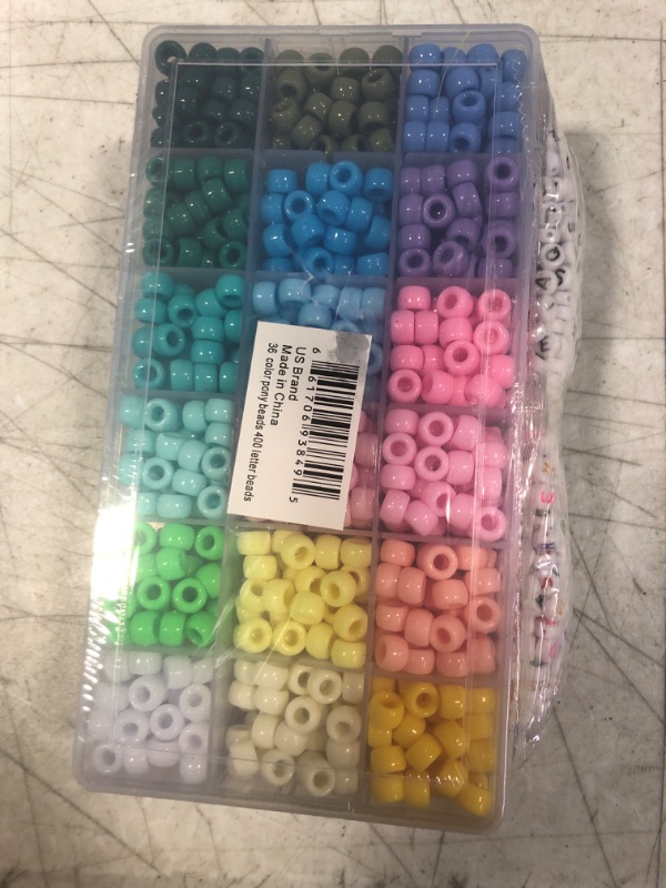 Photo 2 of 2000 pcs Pony Beads kit in 2 Grid containers, Includes 1600 pcs Pony Beads + 400 pcs Alphabet Beads, Beads for Jewelry Making, Beads, Hair Beads, Beads for Crafts, Kandi Beads… Kit Pack 36 rainbow colors