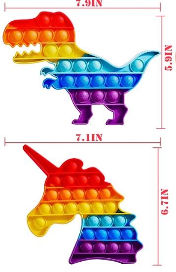 Photo 1 of  Rainbow Pop Fidget Toys, Its Poppers Bubble with Pop Sound Sensory Fidget Toy Tie Dye Unicorn Dinosaur for Kids and Adults Stress Relief, ADHD Autism Silicone Pressure Relieving Toys