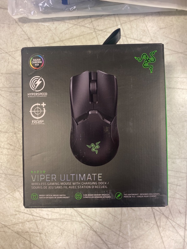 Photo 3 of Razer Viper Ultimate Hyperspeed Lightweight Wireless Gaming Mouse & RGB Charging Dock: Fastest Gaming Mouse Switch - 20K DPI Optical Sensor - Chroma Lighting - 8 Programmable Buttons - 70 Hr Battery Classic Black Mouse + Dock