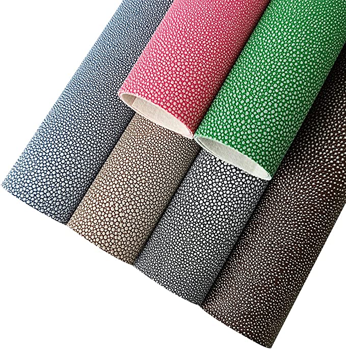 Photo 1 of 6 Colors Bump Texture Faux Leather Sheets Stone Pebbles Pattern Synthetic PU Leather for 30x21cm

