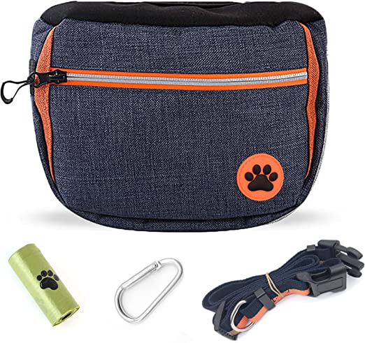 Photo 1 of FAMALL Dog Treat Pouch with Poop Bag Dispenser, Pet Training Bag Adjustable Waistband 4 Ways to Wear, Puppy Training Treat Pouch for Outdoors Walking and Playing
