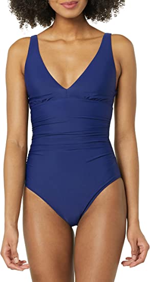 Photo 1 of Amazon Essentials Women's Plunge Tummy Control Shaping Swimsuit, Size 8