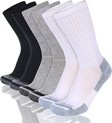 Photo 1 of Heatuff Mens 6 Pack Crew Athletic Work Socks With Cushion, Reinforced Heel & Toe For All Seasons***SOCK SIZE 10-13