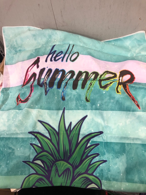 Photo 2 of  Hello Summer and Pineapples Microfiber Women Can Be Wrapped Bath Towel Shower Cap 3 Piece Set, Fast Drying Bathing Beach Spa Bathrobes, Shower Bath and Gym Towel