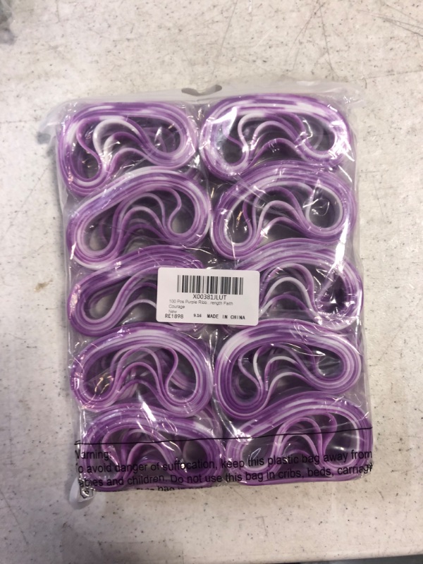 Photo 2 of 100 Pcs Purple Ribbon Cancer Awareness Bracelets Silicone Ribbon Wristbands Silicone Bracelet Purple Awareness Items Gifts for Alzheimers Lupus Pancreatic Cancer Women Men, Hope Strength Faith Courage
FACTORY SEALED