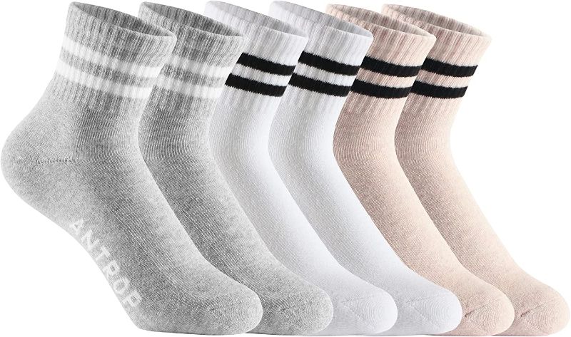 Photo 1 of  WoMen Quarter Crew Cotton Heel Tab Athletic Running Cushion Socks (6 Pairs)
-SEALED PACKAGE-