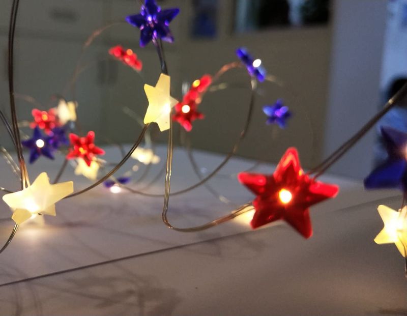 Photo 1 of 2 Pack Star Shaped ,Red White and Blue ,American Flag ,Battery Operated Indoor String Lights,USA 4th for July Fairy Lighting ,Independence Day ,Home Patriotic,Memorial Day Decor( 2M 20 LEDs) Star 2m 20 Leds
--NEW IN  BOX--