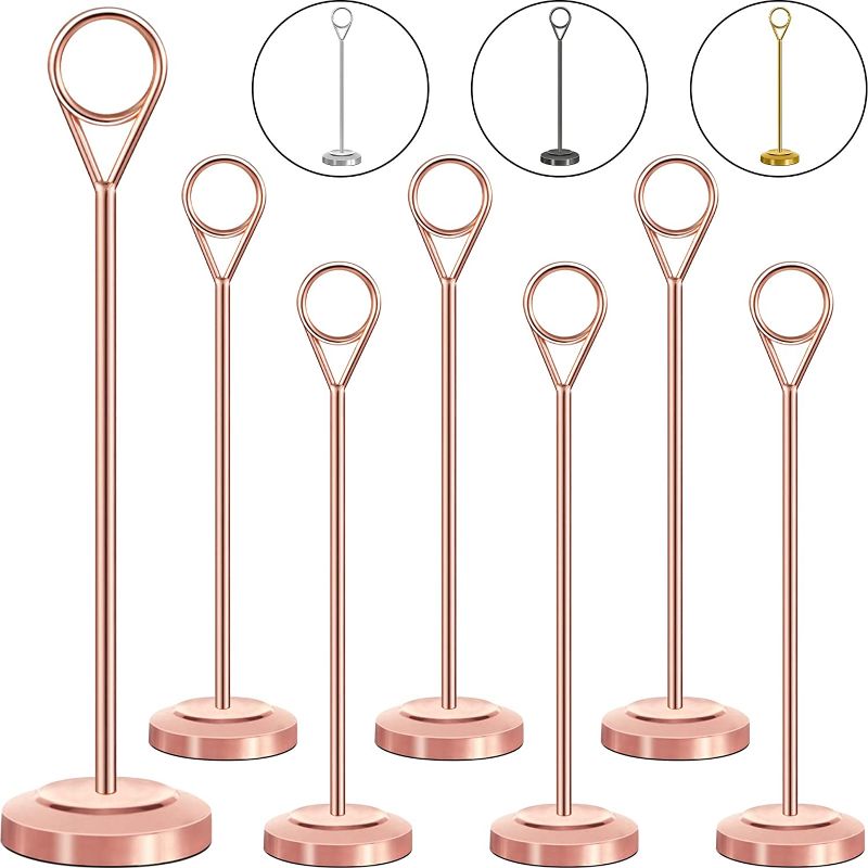 Photo 1 of  6 Pack Table Number Holders 8 Inches Tall Place Card Holders Stand for Wedding Party Restaurant Reception Home Business Office Decorations(Rose Gold)