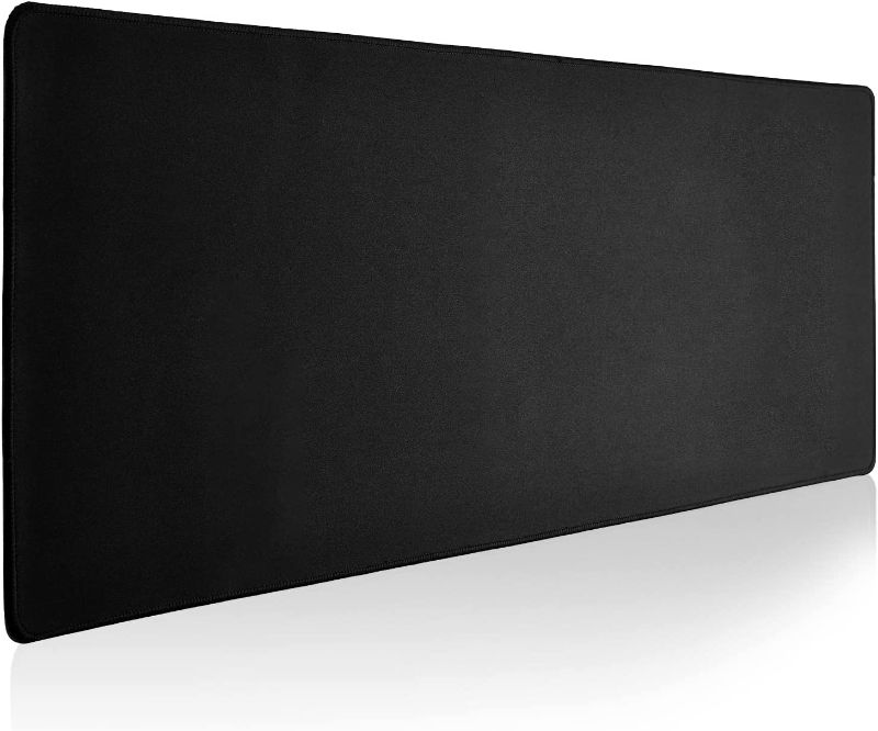 Photo 1 of Large Gaming Mouse Pad with Durable Stitched Edges?Non-Slip Rubber Base?Big Computer Keyboard Mouse Mat Desk Pad for Home Office Gaming Work, 31.5"x11.8"x0.12"in, Black