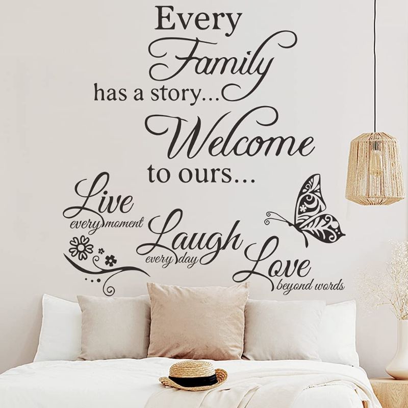 Photo 1 of 2 PACK, 2 Pack Family Inspirational Wall Stickers Quotes Words Design Vinyl Decal Quote,Live Every Moment,Laugh Every Day,Love Beyond Words, Wall Sticker Motivational Wall Decals
